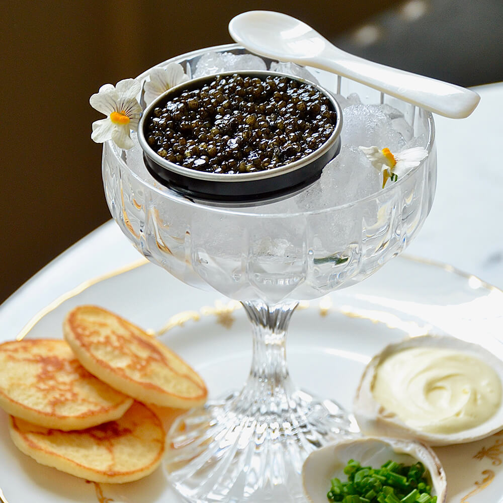 Caviar service in the @templecourtnyc Dining Room to celebrate the season.  Available daily at dinner and as a featured supplement during…