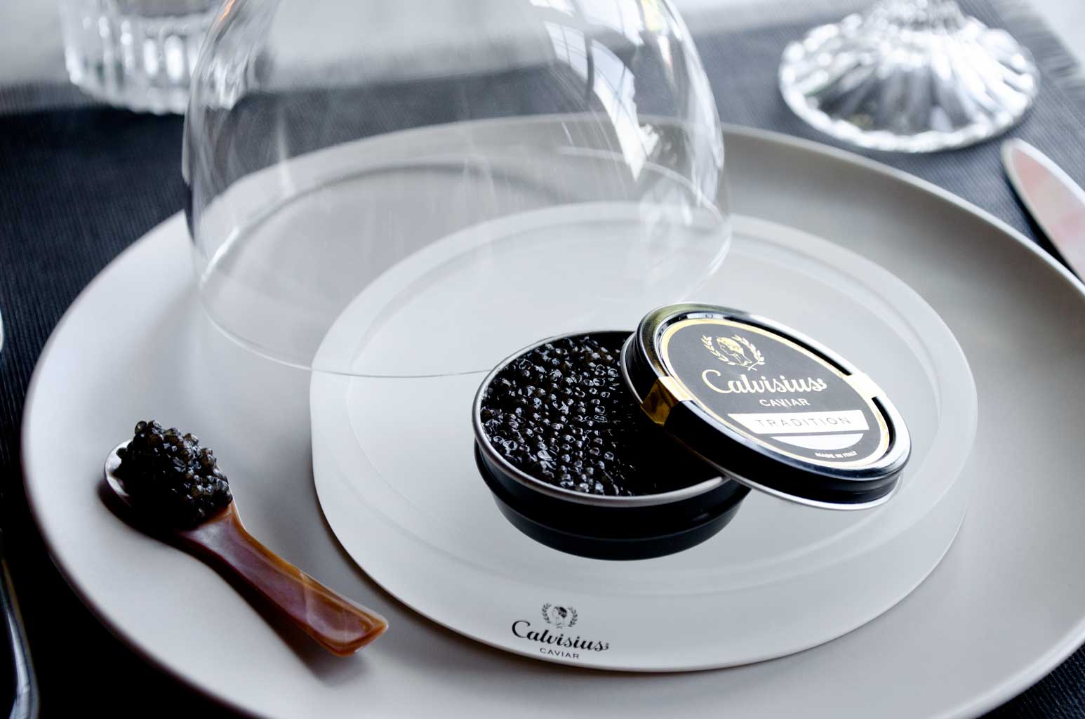 Glass Dome Caviar Server