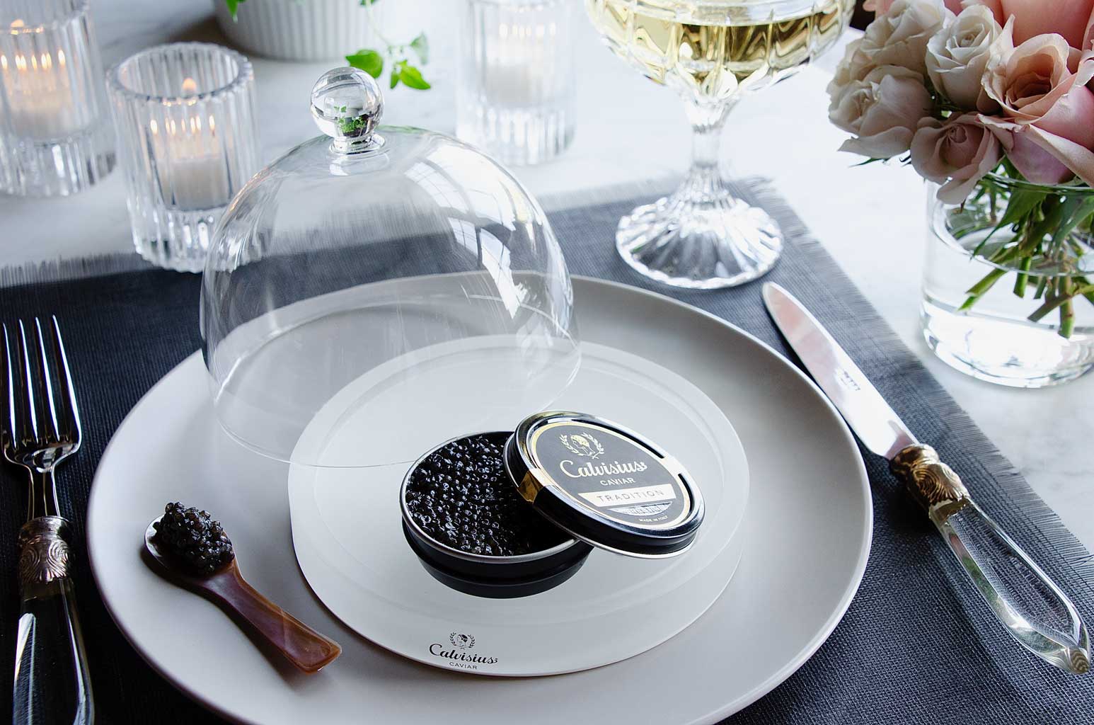 Glass Dome Caviar Server