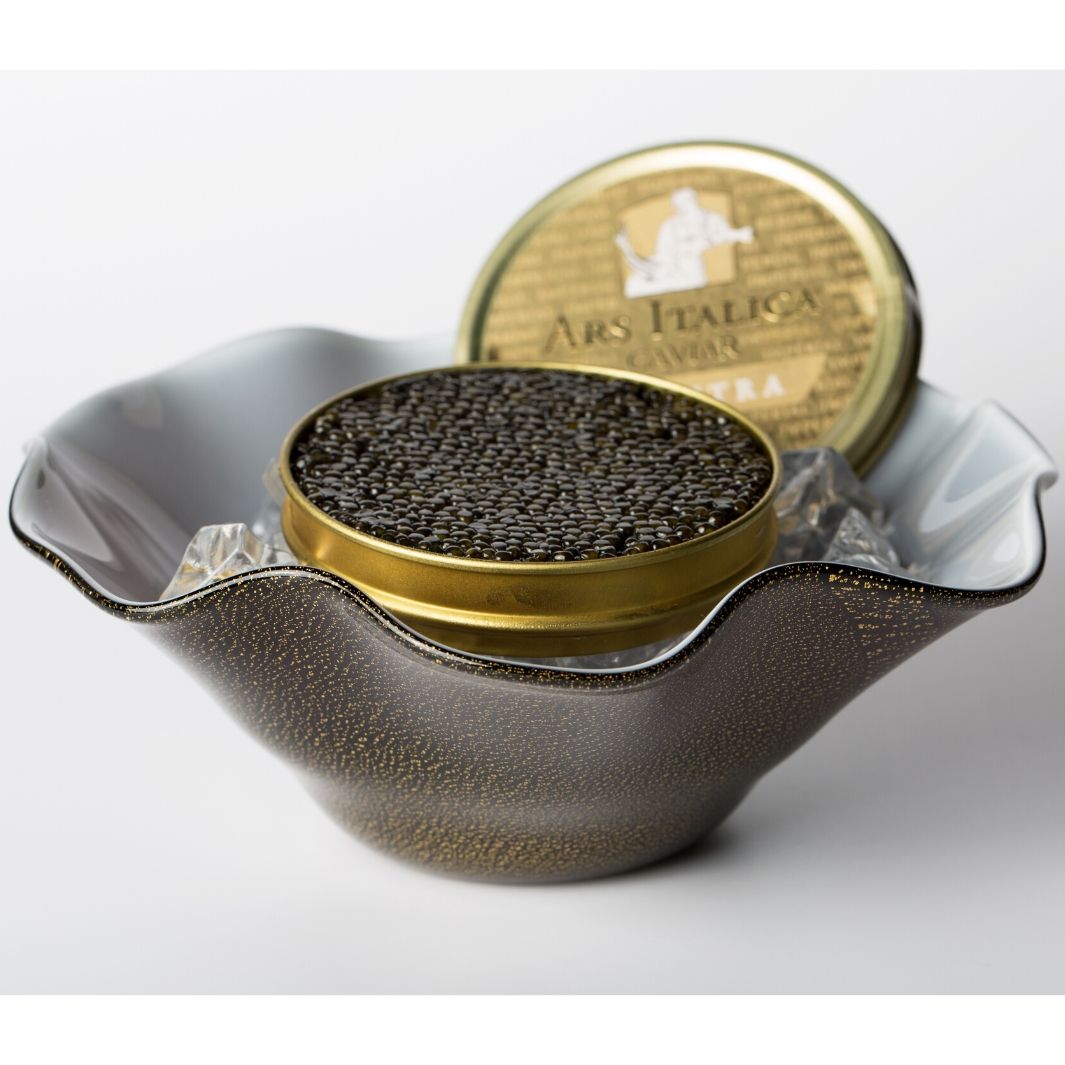 Venini Murano glass caviar server